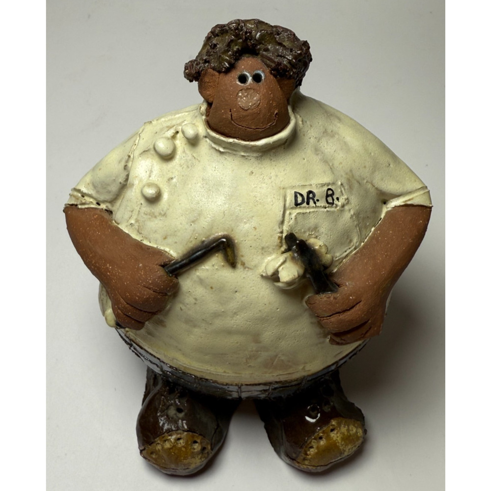 1984 Sara Meadows Clay Art Balloon People Dr B Dentist Molar Figurine Statue - Picture 2 of 6